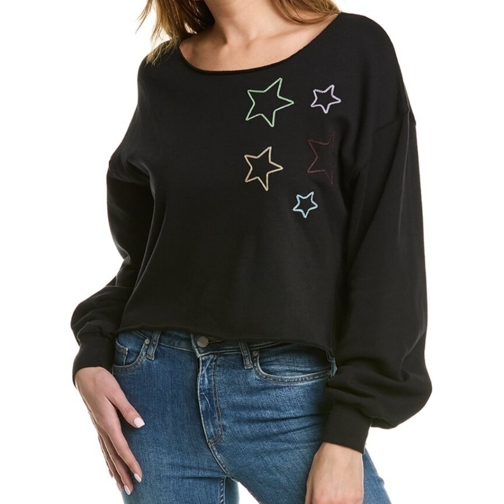 Wildfox Black Embroidered Eras Stars Sweatshirt M